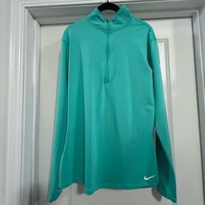Nike Teal Long Sleeve 1/4 Zip Pullover with logo graphic sleeve
